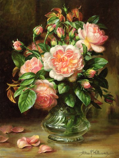 Engelse Elegantie Rozen in een Glas door Albert Williams